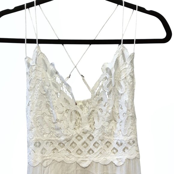 Free People One Adella Solid White Floral Lace Sleeveless Slip Dress M - Picture 5 of 9